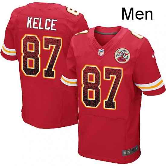 Men Nike Kansas City Chiefs 87 Travis Kelce Elite Red Home Drift Fashion NFL Jersey